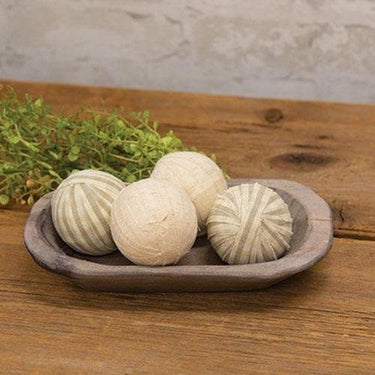 Carved Wood Petite Oval Bowl Gray Distressed - The Fox Decor